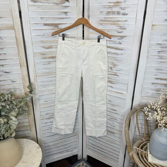 CABI Women's SIZE 2 Lido 5690 White Wide Leg Crop Denim Jeans High Rise Cuff - Picture 9 of 14